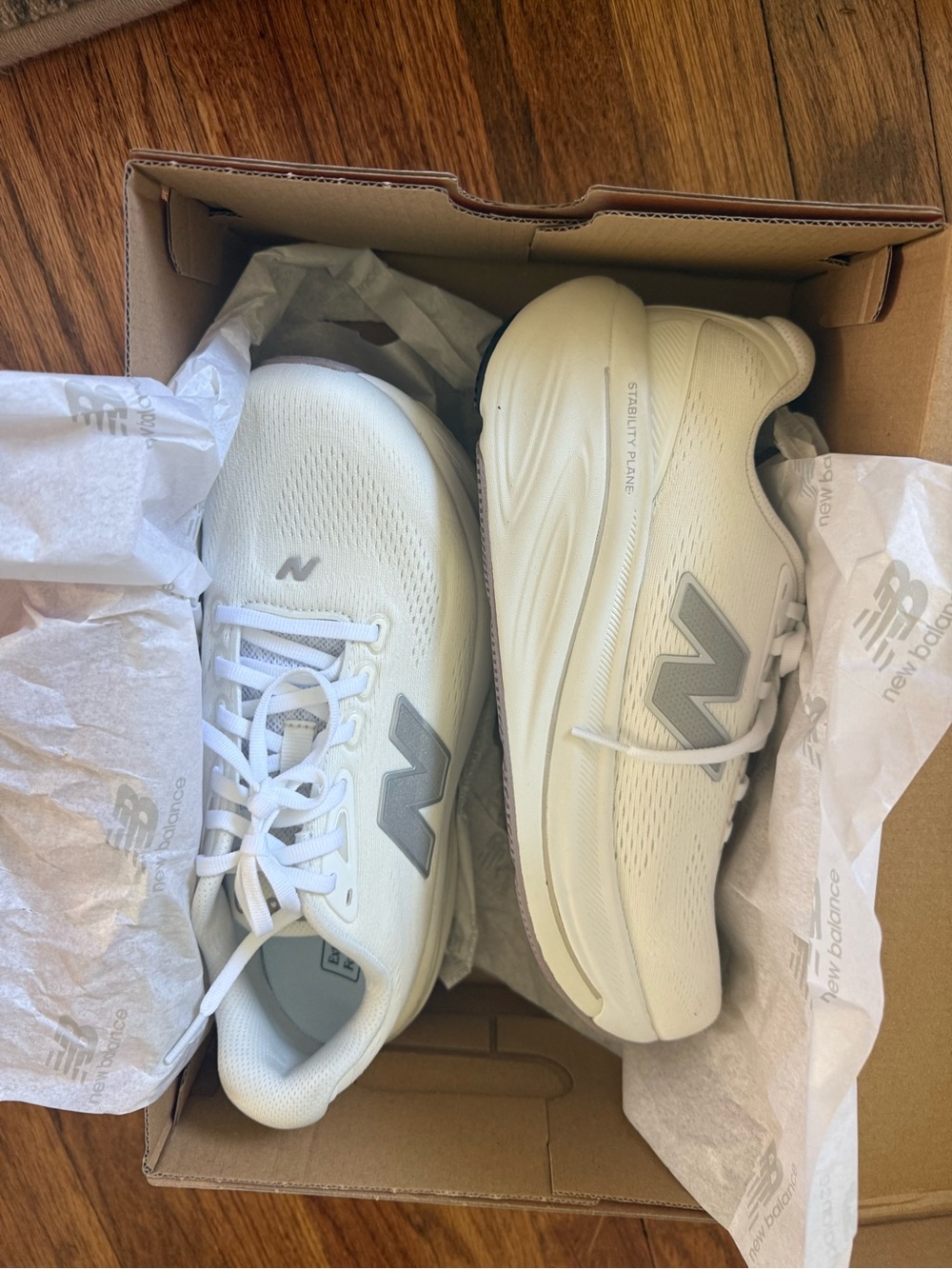 Brand New New Balance White Athletic Running Shoes with Gray Logo